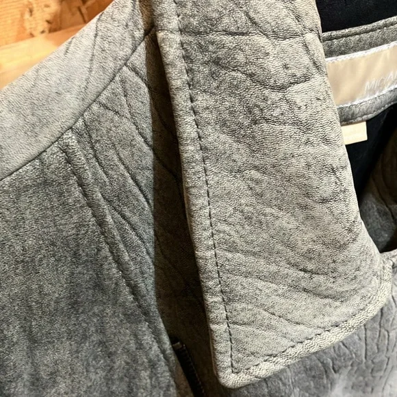 Michael Kors Moto Grey Leather Jacket Size XXL Price Drop❣️❣️❣️ - Picture 6 of 9